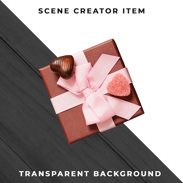 PSD gift box with pink ribbon isolated with clipping path.