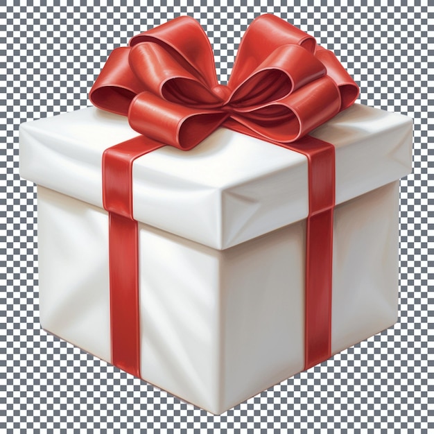 Gift box with red bow on transparent background