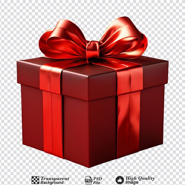 Gift box with a red ribbon bow isolated on transparent background