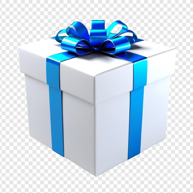 Gift box with ribbon 3d render png isolated on transparent background premium psd