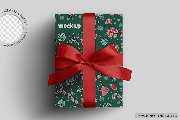 gift box wrapping paper mockup isolated