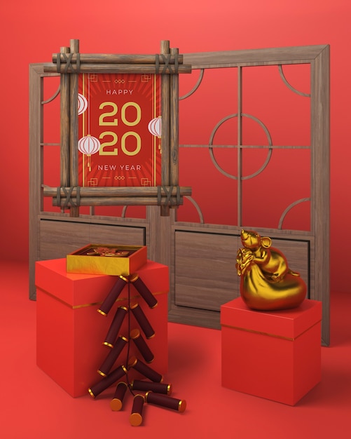 Gift boxes and new year frame