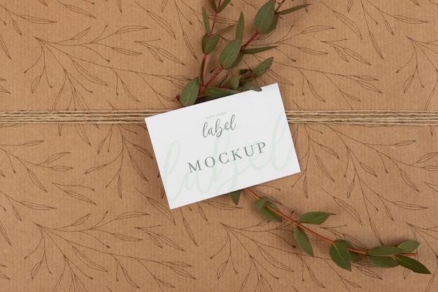 PSD gift card label mock-up with present