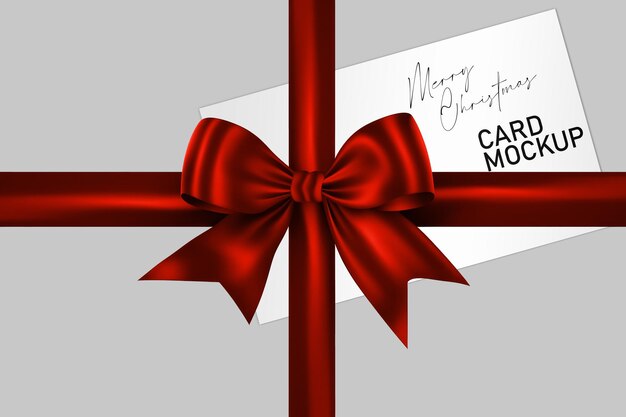 Gift card mockup with red ribbon