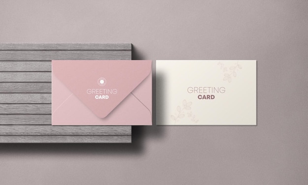 Gift card with envelope mockup