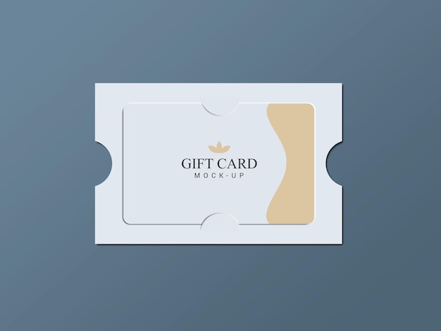 Gift card with paper brackets mockup design