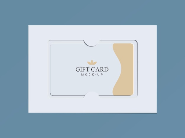 PSD gift card with paper brackets mockup design