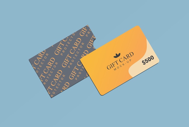 PSD gift card with paper protector mockup design