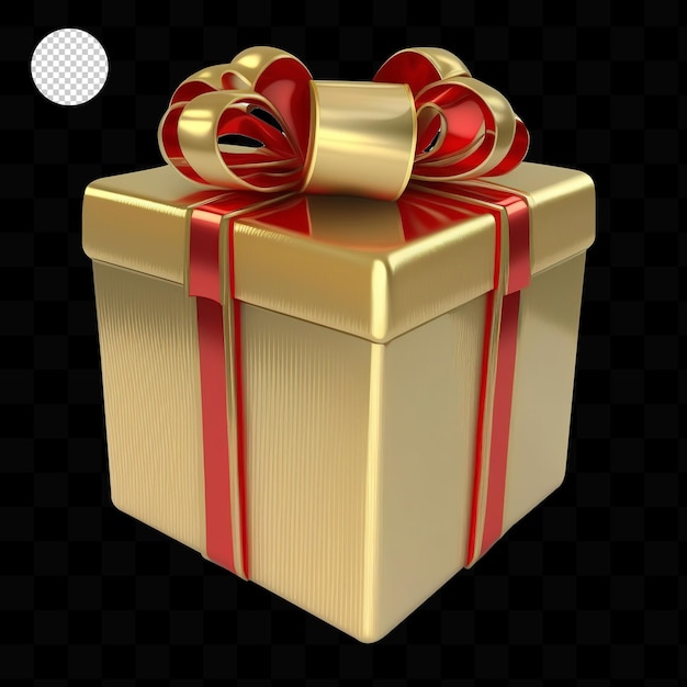 gift golden box with a red bow