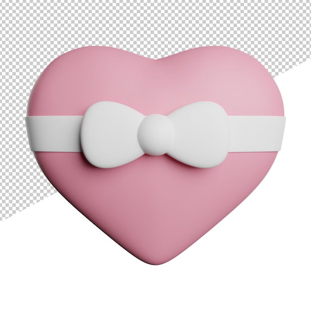 Gift heart surprise vooraanzicht 3d-rendering pictogram illustratie op transparante achtergrond