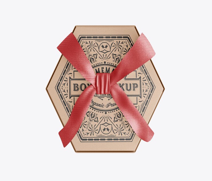 PSD gift hexagonal box mockup