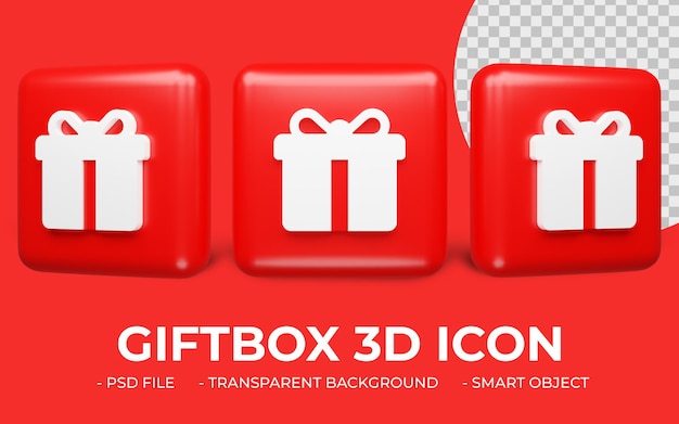 Giftbox 또는 공짜 아이콘 3d 렌더링 절연