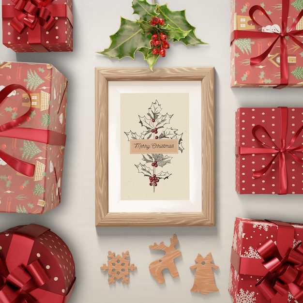 PSD gifts arround paint with christmas theme