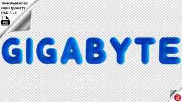 PSD gigabyte typography blue fluffy text psd transparent
