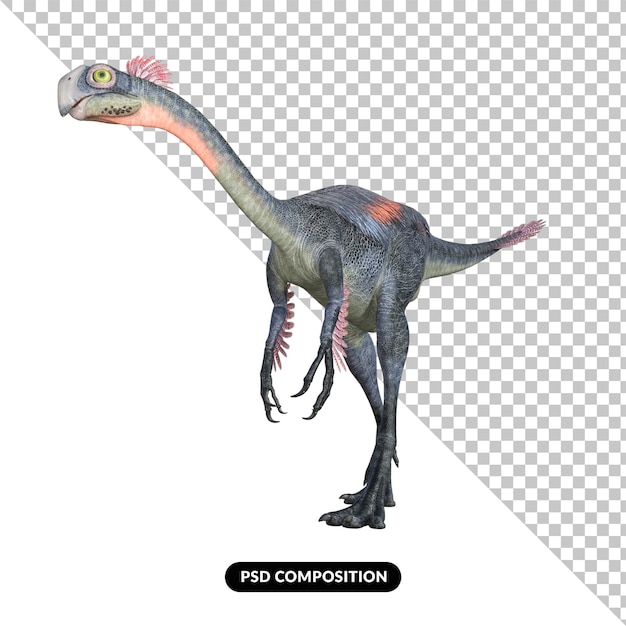 PSD gigantoraptor dinozaur na białym tle renderowania 3d