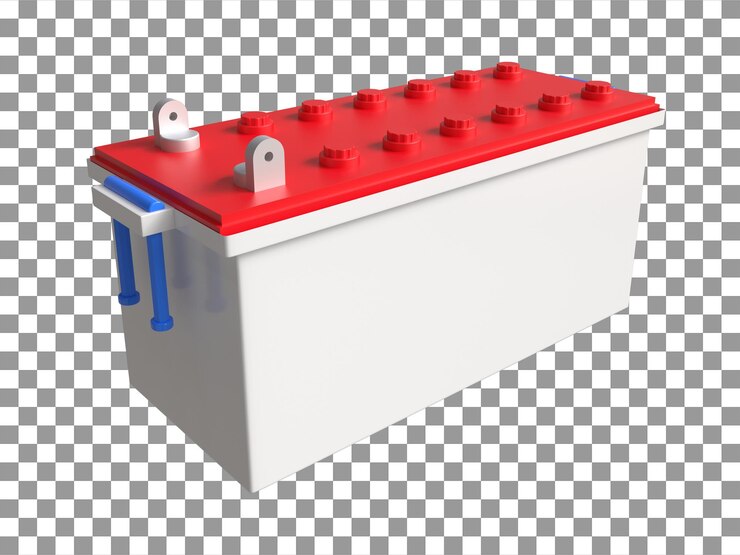 Gigantyczny akumulator o wysokim napięciu 12 napięć prądu stałego, duży rozmiar akumulatora ciężarówki renderowania 3d