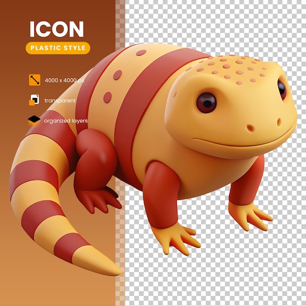 gila monster icon brown color in plastic 3d style