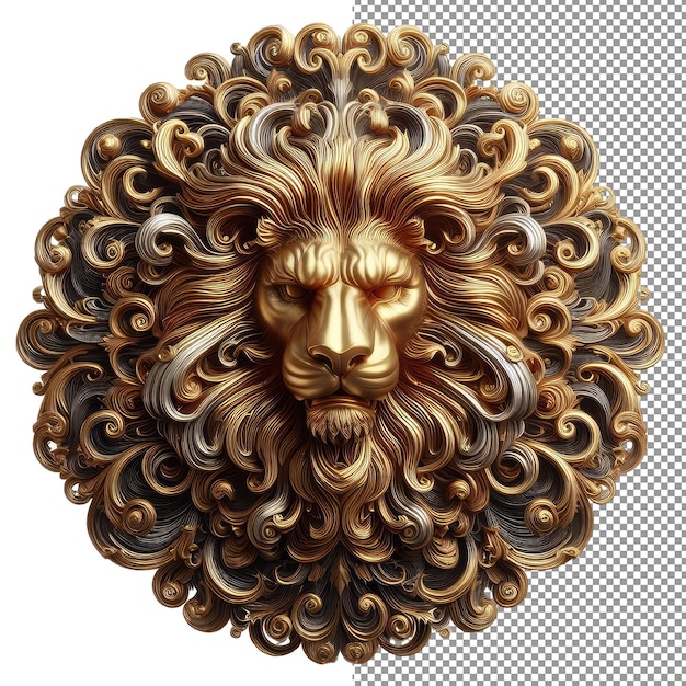 PSD gilded guardian esplora la bellezza regale di un ritratto di leone ornato in 3d