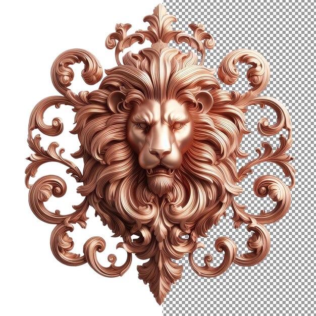 PSD gilded guardian explore the regal beauty of a 3d ornate lion portrait