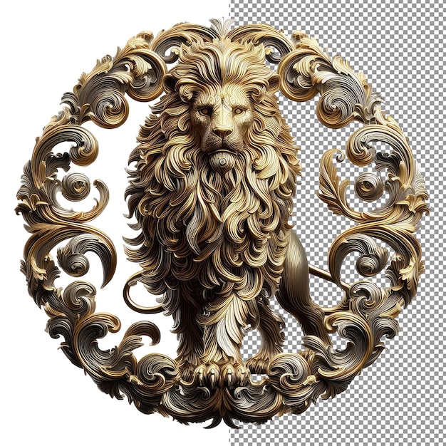 PSD gilded guardian explore the regal beauty of a 3d ornate lion portrait