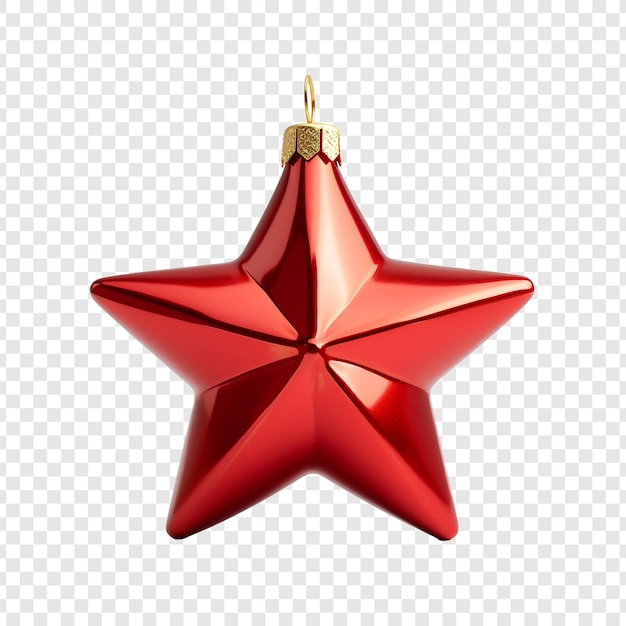 PSD stella rossa dorata sull'ornamento dell'albero di natale isolato su sfondo trasparente