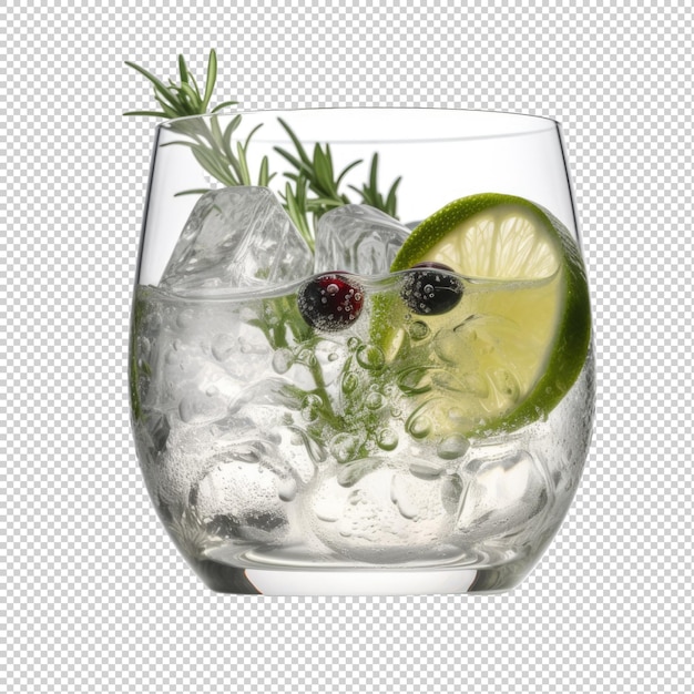 PSD gin en tonic cocktail geïsoleerd op transparante achtergrond generatieve ai