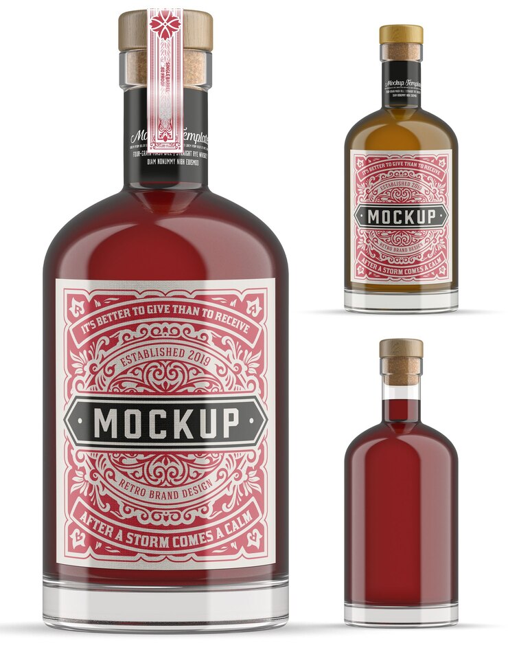 PSD gin glass bottle mockup isolated