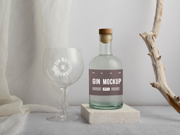 PSD gin labeling design mockup