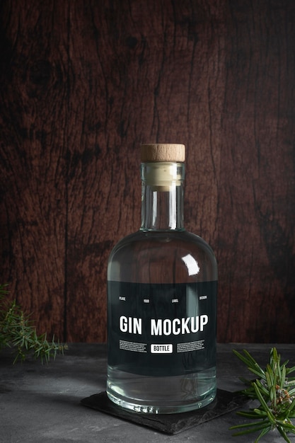 PSD mockup di progettazione etichettatura gin