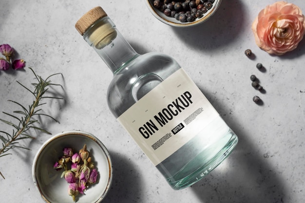 Mockup di progettazione etichettatura gin