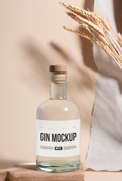 PSD mockup di progettazione etichettatura gin