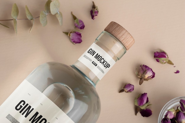 PSD mockup di progettazione etichettatura gin