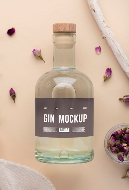 PSD mockup di progettazione etichettatura gin