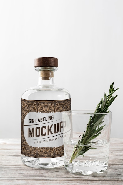 Mockup di progettazione etichettatura gin