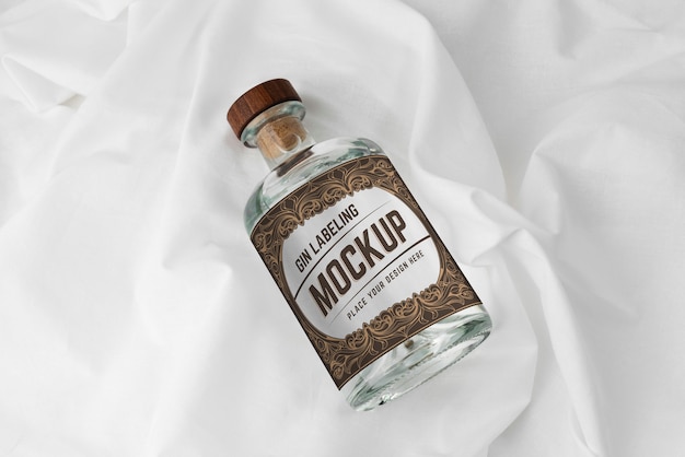 PSD mockup di progettazione etichettatura gin