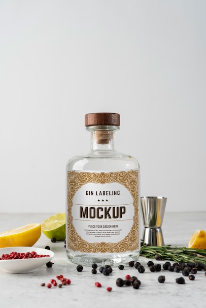 Mockup di progettazione etichettatura gin