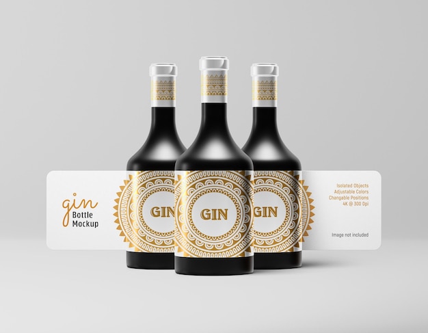 PSD gin or rum bottle mockup front view