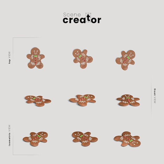 PSD ginger bread variety angles christmas scene creator