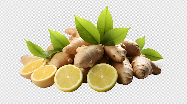 Ginger plant isolated on transparent background ginger root generative ai