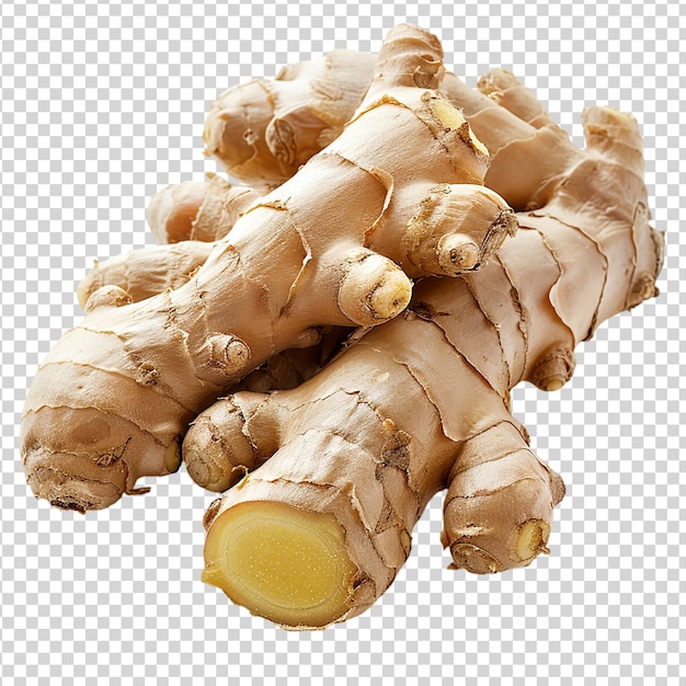 PSD ginger root isolated on transparent background top view