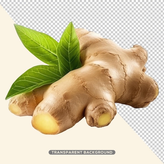 PSD ginger roots with leaves