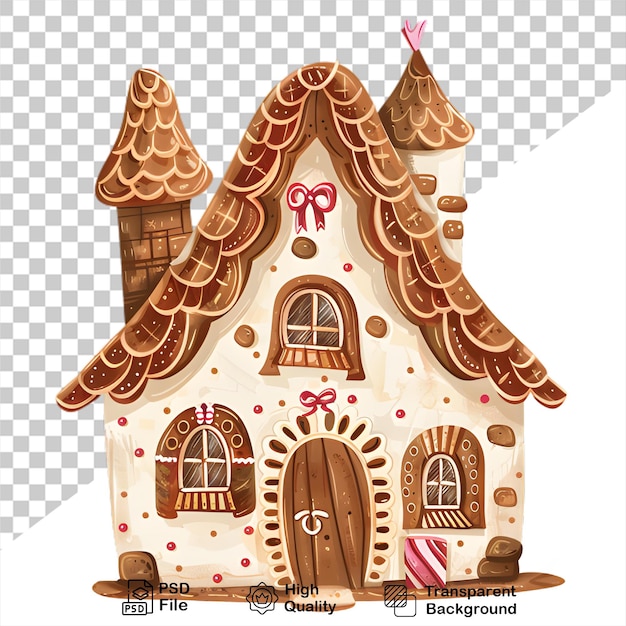 PSD gingerbread house clipart design with transparent background