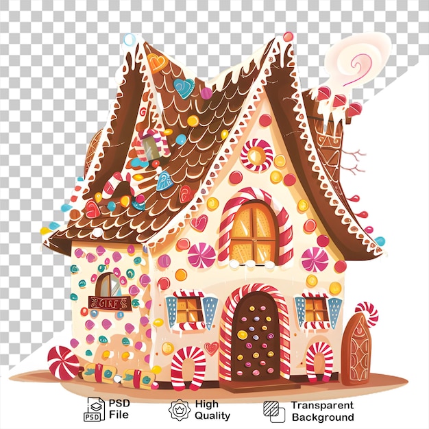 PSD gingerbread house clipart design with transparent background