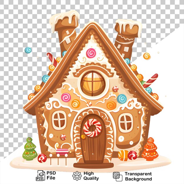 PSD gingerbread house clipart design with transparent background