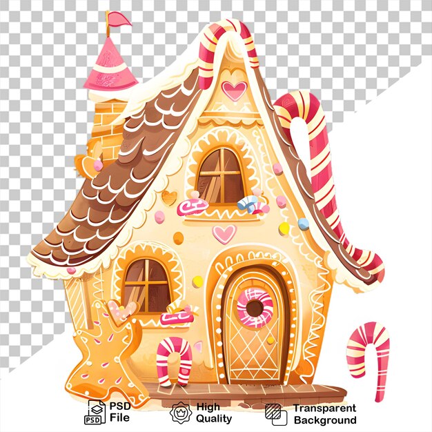 PSD gingerbread house clipart design with transparent background