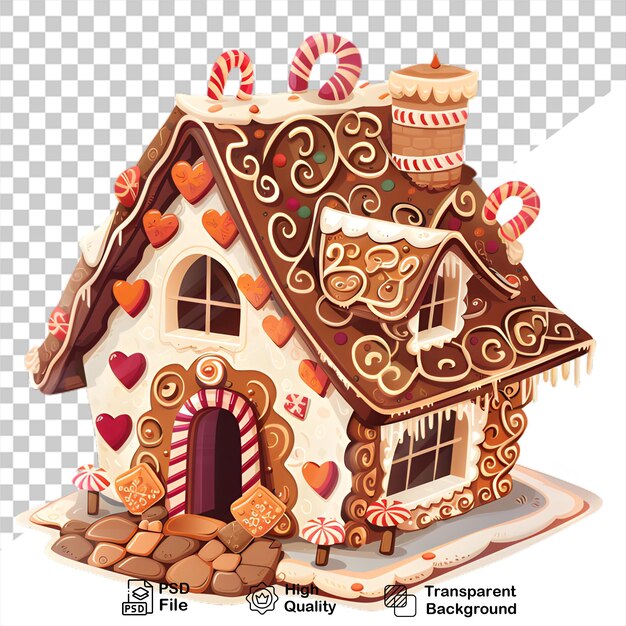 PSD gingerbread house clipart design z przezroczystym tłem