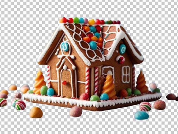 PSD casa di pan di zenzero decorata con caramelle