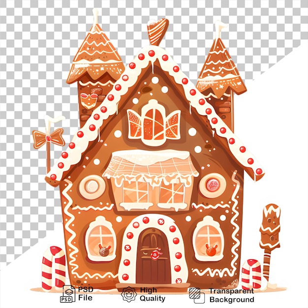 A gingerbread house on transparent background