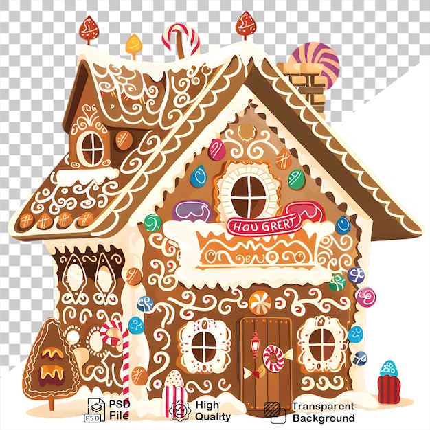 A gingerbread house on transparent background