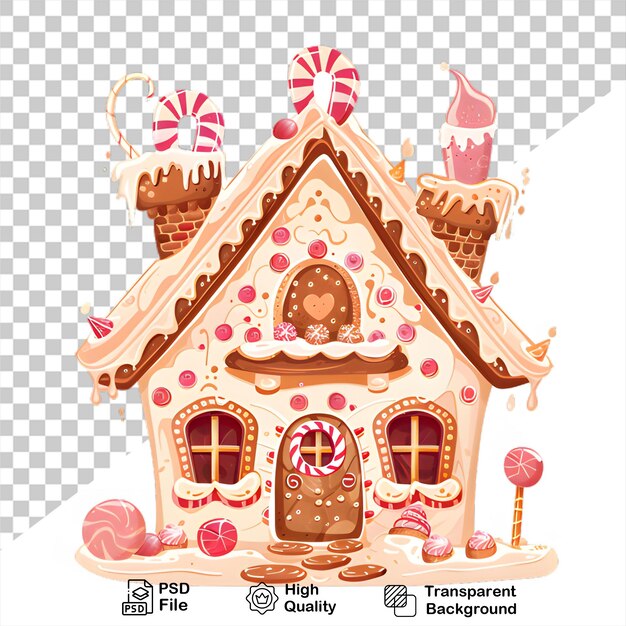 A gingerbread house on transparent background